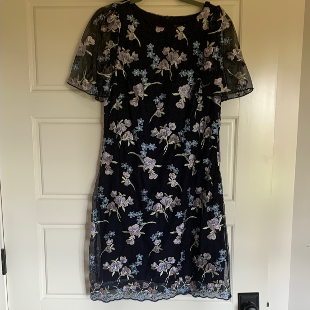 Floral Embroidered Black Dress